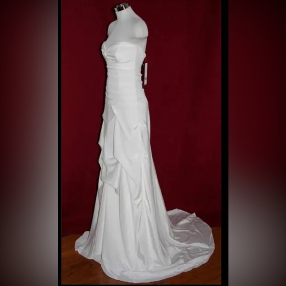 NICOLE MILLER SILK STRAPLESS RUCHED BRIDAL WEDDING GOWN DRESS $1265 FP0001 - Picture 3 of 10
